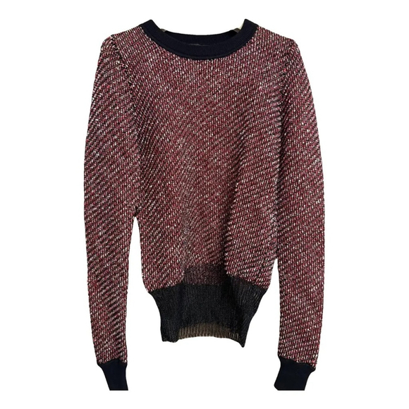 Alexander Wang knit Metallic black red pullover crewneck sweater top jumper Sm - Picture 4 of 9
